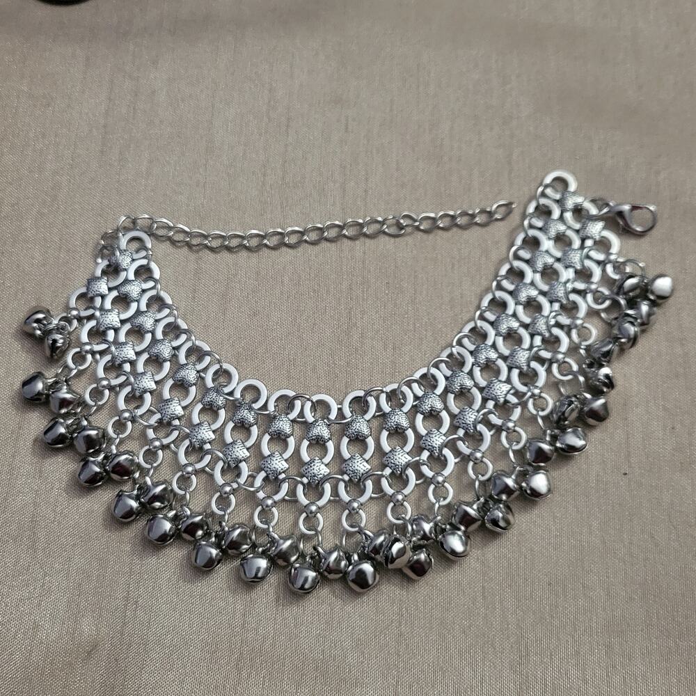 Boho thick mesh jingle bell ankle bracelet